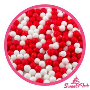 SweetArt cukrové perly červené a bílé 5 mm (40 g)