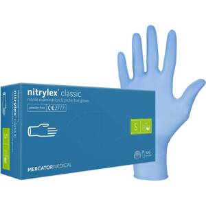Mercator Rukavice nitrilové nepudrované modré S (100 ks)